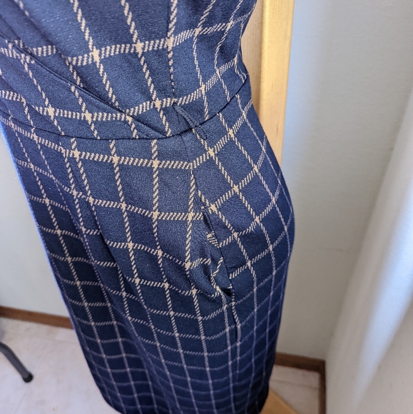 ModCloth Navy Plaid for Good Lecture Sheath Midi Dress with Pockets Size Large - Picture 5 of 7